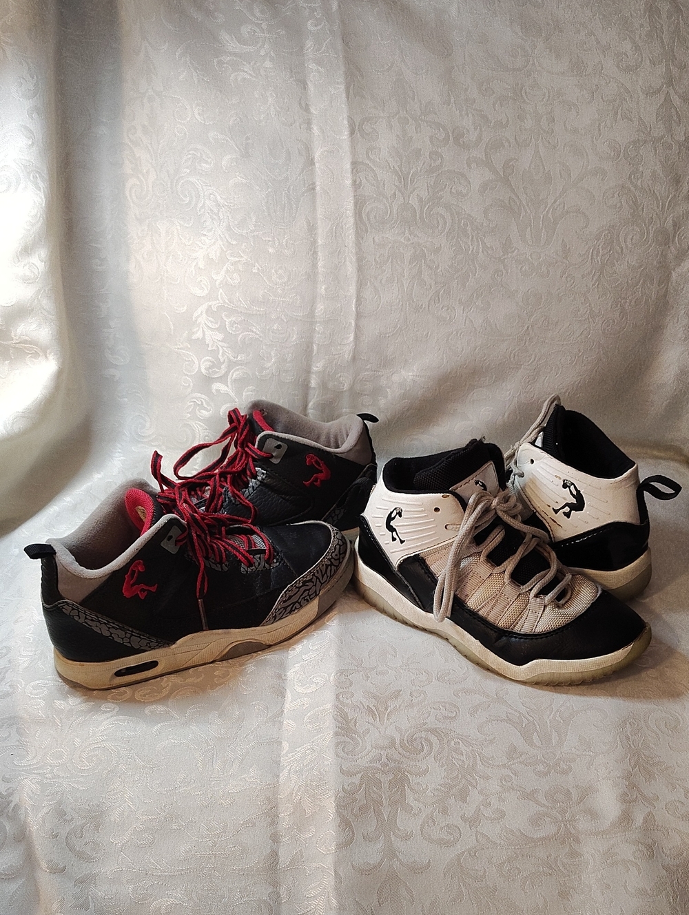 Bundle- Kids Shaq Black/Grey with Red Accents and Shaq Black/White Sneakers